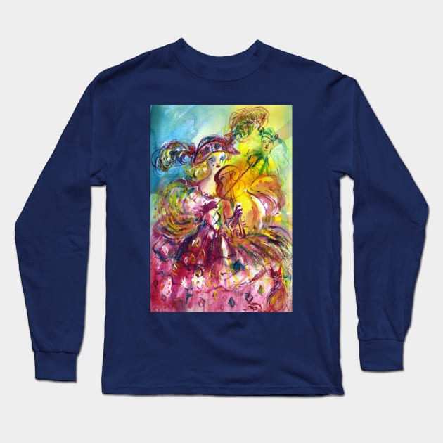 ARLECCHINA VIOLINIST / Venetian Carnival Night Long Sleeve T-Shirt by BulganLumini